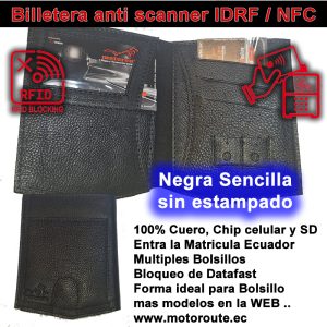 Cuero Negro sin estampado  Billetera anti IDRF / NFC