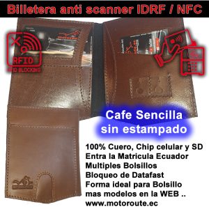 Cuero Cafe sin estampado Billetera anti IDRF / NFC