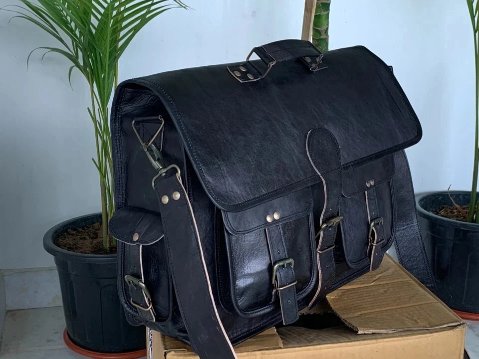 Maleta de Cuero de cabra Portafolio para aplicaciones Cafe Racer